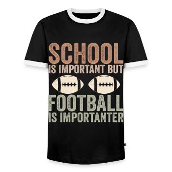 Schule ist wichtig, aber Fußball ist noch wichtiger - Männer Kontrast-T-Shirt - Schwarz/Weiß - Vorne - AI Model Female 172 light (172cm) & AI Model Male 178 light (178cm)