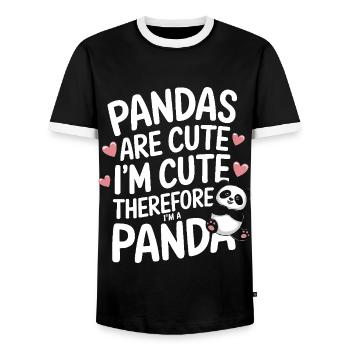 Panda Ours Panda Animal Pandas - T-shirt contrasté Homme - noir/blanc - Devant - AI Model Female 172 light (172cm) & AI Model Male 178 light (178cm)