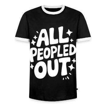 Introverti, antisocial, introverti - T-shirt contrasté Homme - noir/blanc - Devant - AI Model Female 172 light (172cm) & AI Model Male 178 light (178cm)