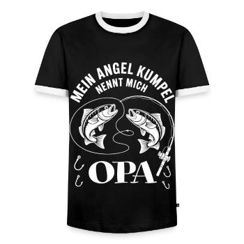 Opa und Enkel Angeln Angelbuddys. Geschenk für Opa - Männer Kontrast-T-Shirt - Schwarz/Weiß - Vorne - AI Model Female 172 light (172cm) & AI Model Male 178 light (178cm)