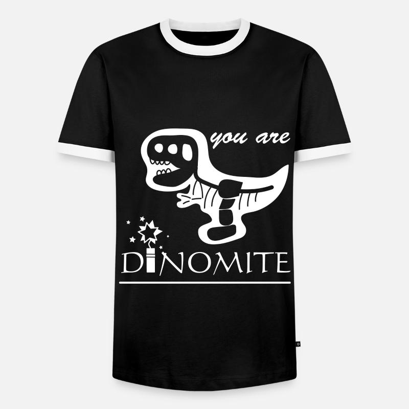 Dynamit Dino - Männer Kontrast-T-Shirt - Schwarz/Weiß