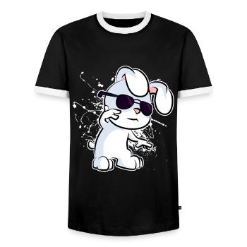 Cool Rabbit - Men's Ringer Shirt - black/white - Front - AI Model Female 172 light (172cm) & AI Model Male 178 light (178cm)