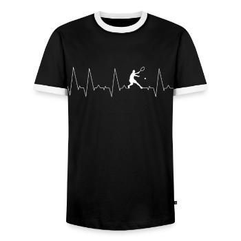 Tennisspieler Herzschlag - Männer Kontrast-T-Shirt - Schwarz/Weiß - Vorne - AI Model Female 172 light (172cm) & AI Model Male 178 light (178cm)