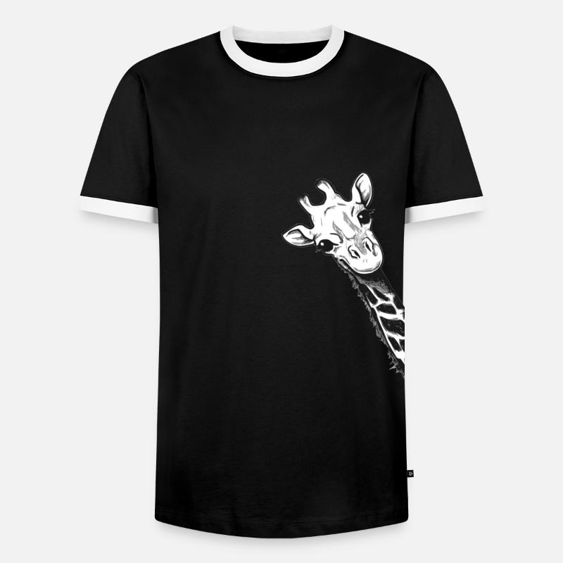 Giraffe - Männer Kontrast-T-Shirt - Schwarz/Weiß
