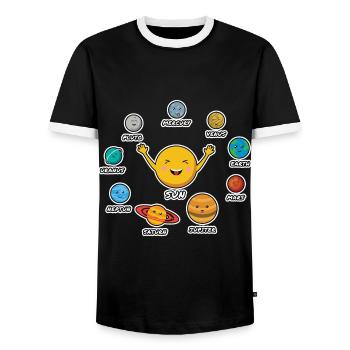 Solar system - Men's Ringer Shirt - black/white - Front - AI Model Female 172 light (172cm) & AI Model Male 178 light (178cm)