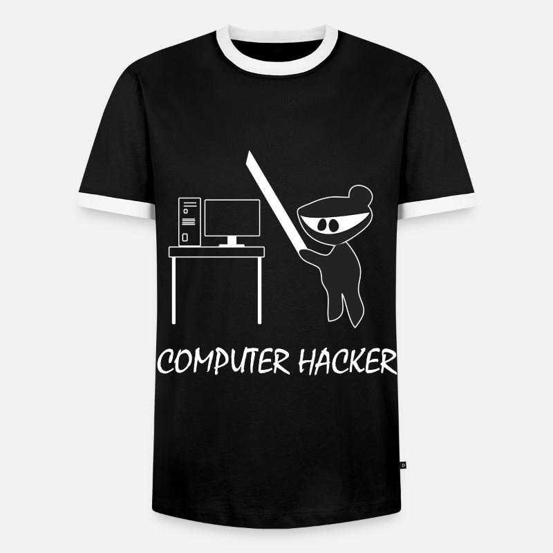 Computer Hacker - Männer Kontrast-T-Shirt - Schwarz/Weiß