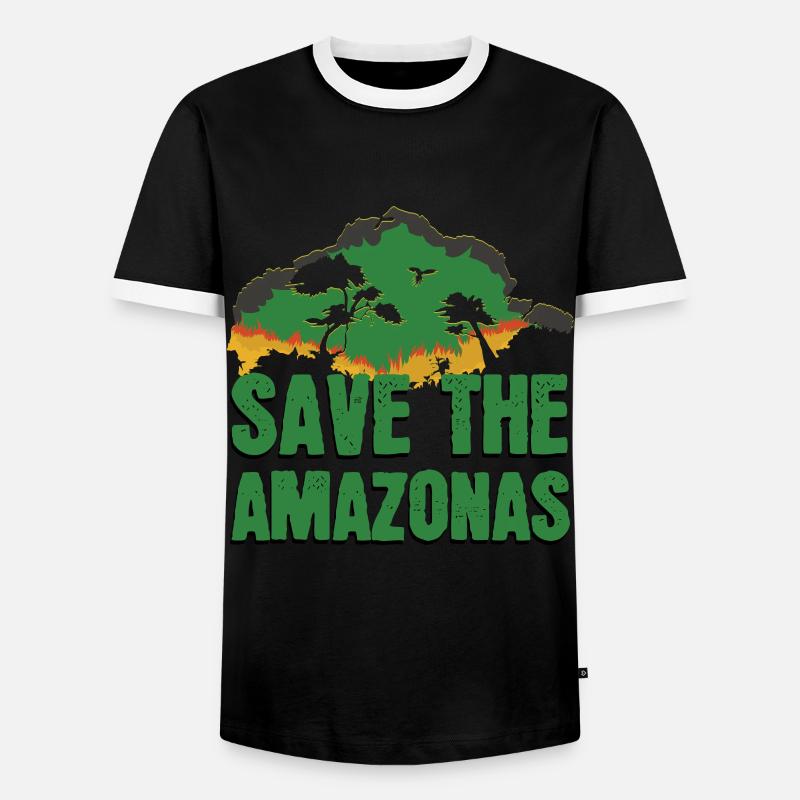 Rettet Den Amazonas - Männer Kontrast-T-Shirt - Schwarz/Weiß