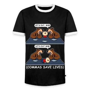 Grammar Spelling Funny - Men's Ringer Shirt - black/white - Front - AI Model Female 172 light (172cm) & AI Model Male 178 light (178cm)