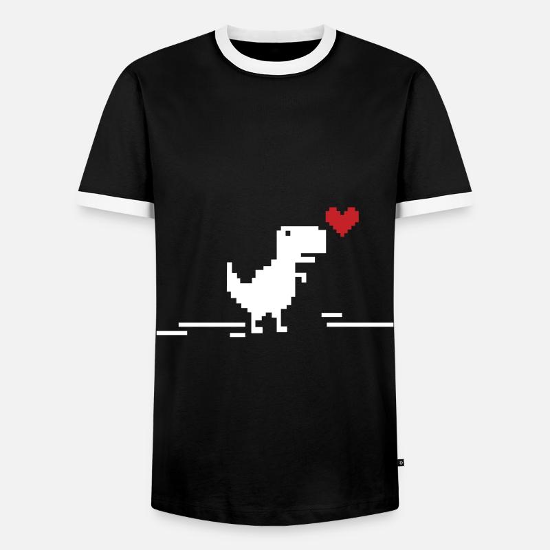 Pixel Dino Nerd - Männer Kontrast-T-Shirt - Schwarz/Weiß