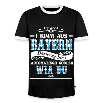 I Kimm from Bavaria - Men's Ringer Shirt - black/white - Front - AI Model Female 172 light (172cm) & AI Model Male 178 light (178cm)