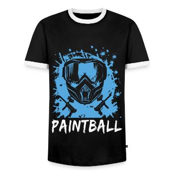 Paintball - Men's Ringer Shirt - black/white - Front - AI Model Female 172 light (172cm) & AI Model Male 178 light (178cm)