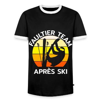 Sloth Team Apres-Ski Funny - T-shirt contrasté Homme - noir/blanc - Devant - AI Model Female 172 light (172cm) & AI Model Male 178 light (178cm)