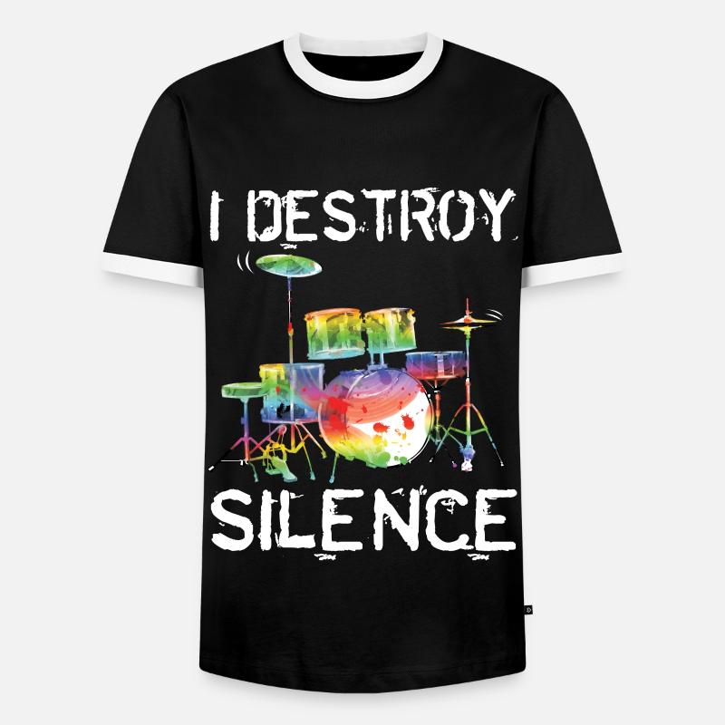 Drummer Destroy Silence - Men's Ringer Shirt - black/white
