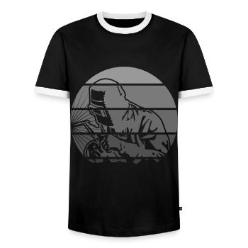 Soudage - T-shirt contrasté Homme - noir/blanc - Devant - AI Model Female 172 light (172cm) & AI Model Male 178 light (178cm)