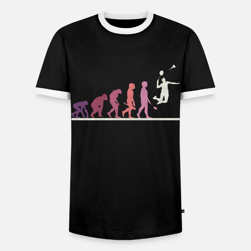 Badminton evolution - Men's Ringer Shirt - black/white
