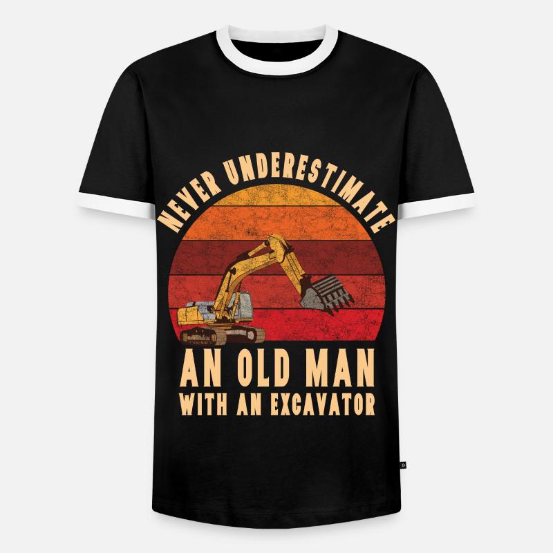Alter Mann Mit Einem Bagger - Männer Kontrast-T-Shirt - Schwarz/Weiß