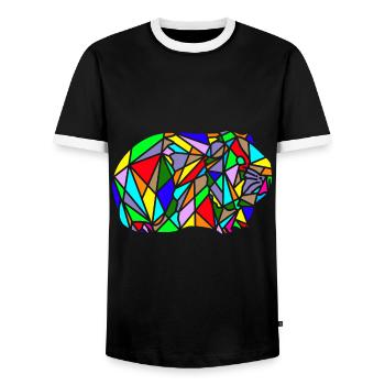 arc en ciel de cochon dinde polygone - T-shirt contrasté Homme - noir/blanc - Devant - AI Model Female 172 light (172cm) & AI Model Male 178 light (178cm)