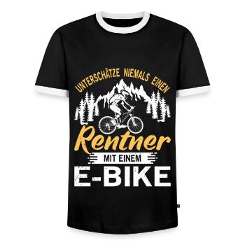 Fahrrad Rentner Rad Fahrrad E-bike Spruch Geschenk - Männer Kontrast-T-Shirt - Schwarz/Weiß - Vorne - AI Model Female 172 light (172cm) & AI Model Male 178 light (178cm)