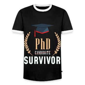Doctorat doctorat Doctorat Dissertation d’étudiant Diplômé - T-shirt contrasté Homme - noir/blanc - Devant - AI Model Female 172 light (172cm) & AI Model Male 178 light (178cm)