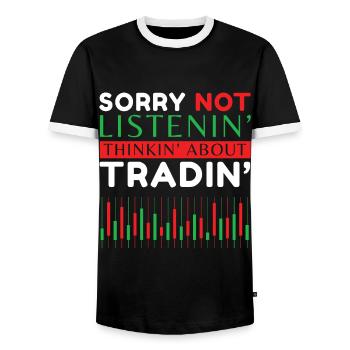 Trader Daytrader Aktien Kryptowährung - Männer Kontrast-T-Shirt - Schwarz/Weiß - Vorne - AI Model Female 172 light (172cm) & AI Model Male 178 light (178cm)