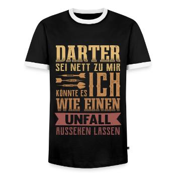 Darts Dartspieler Dartverein Darten Lustig Dart - Männer Kontrast-T-Shirt - Schwarz/Weiß - Vorne - AI Model Female 172 light (172cm) & AI Model Male 178 light (178cm)