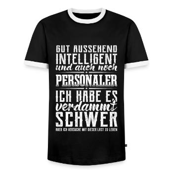 Personaler Human Resources Lustig Personal - Männer Kontrast-T-Shirt - Schwarz/Weiß - Vorne - AI Model Female 172 light (172cm) & AI Model Male 178 light (178cm)
