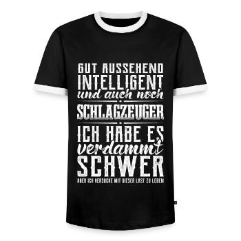 Schlagzeug Drumsticks Drummer Schlagzeuger - Männer Kontrast-T-Shirt - Schwarz/Weiß - Vorne - AI Model Female 172 light (172cm) & AI Model Male 178 light (178cm)