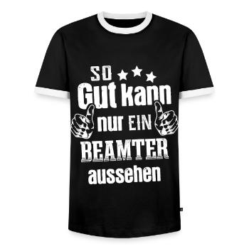 So gut kann nur ein Beamter aussehen - Männer Kontrast-T-Shirt - Schwarz/Weiß - Vorne - AI Model Female 172 light (172cm) & AI Model Male 178 light (178cm)