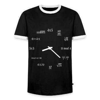 Math Clock Funny Mathematics Clock Meme Math Love - Men's Ringer Shirt - black/white - Front - AI Model Female 172 light (172cm) & AI Model Male 178 light (178cm)