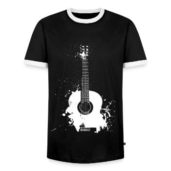 Guitarist Guitar Player Vintage Guitar - Men's Ringer Shirt - black/white - Front - AI Model Female 172 light (172cm) & AI Model Male 178 light (178cm)