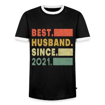 Meilleur mari 2021 Mariage Cœurs Saint-Valentin - T-shirt contrasté Homme - noir/blanc - Devant - AI Model Female 172 light (172cm) & AI Model Male 178 light (178cm)