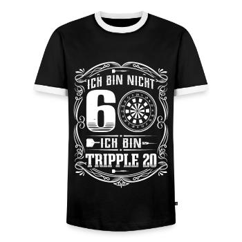 60. Geburtstag Darts Dartspieler 60 Jahre Dart - Männer Kontrast-T-Shirt - Schwarz/Weiß - Vorne - AI Model Female 172 light (172cm) & AI Model Male 178 light (178cm)