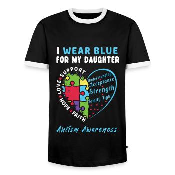 Daughter Blue Special Autism Awareness - Männer Kontrast-T-Shirt - Schwarz/Weiß - Vorne - AI Model Female 172 light (172cm) & AI Model Male 178 light (178cm)