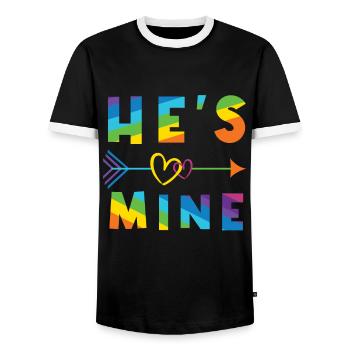 Mine He Gay Pride LGBT Pride Month - Männer Kontrast-T-Shirt - Schwarz/Weiß - Vorne - AI Model Female 172 light (172cm) & AI Model Male 178 light (178cm)