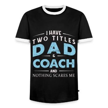 Scares Two Titles Papa Entraîneur Fête des Pères 2022 - T-shirt contrasté Homme - noir/blanc - Devant - AI Model Female 172 light (172cm) & AI Model Male 178 light (178cm)