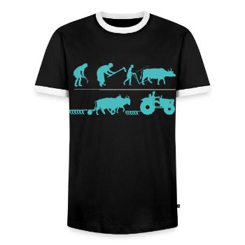 Farm Farmer Rancher Drive Evolution Of Tractor - Men's Ringer Shirt - black/white - Front - AI Model Female 172 light (172cm) & AI Model Male 178 light (178cm)