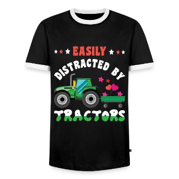 Farm Farmer Rancher Easily Distracted Tractor - Männer Kontrast-T-Shirt - Schwarz/Weiß - Vorne - AI Model Female 172 light (172cm) & AI Model Male 178 light (178cm)