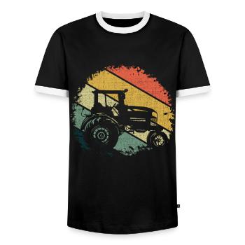 Retro Vintage Farm Farmer Rancher Tracteur - T-shirt contrasté Homme - noir/blanc - Devant - AI Model Female 172 light (172cm) & AI Model Male 178 light (178cm)