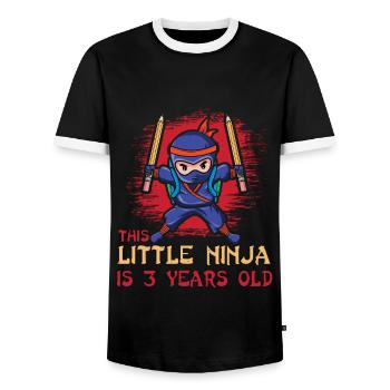 Naissance Né 3 ans Japon Ninja japonais - T-shirt contrasté Homme - noir/blanc - Devant - AI Model Female 172 light (172cm) & AI Model Male 178 light (178cm)