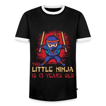 Naissance Né 13 ans Japon Ninja japonais - T-shirt contrasté Homme - noir/blanc - Devant - AI Model Female 172 light (172cm) & AI Model Male 178 light (178cm)