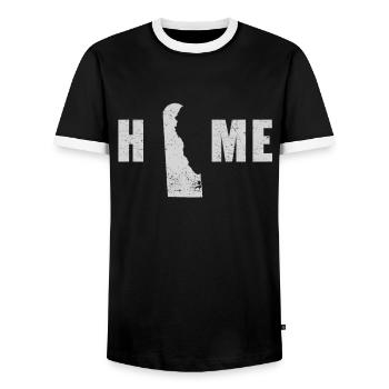 Land Map America US State Flag Home Delaware - Männer Kontrast-T-Shirt - Schwarz/Weiß - Vorne - AI Model Female 172 light (172cm) & AI Model Male 178 light (178cm)