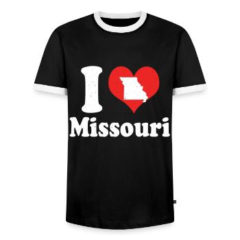 Citoyen américain État américain Amour I Cœur Missouri - T-shirt contrasté Homme - noir/blanc - Devant - AI Model Female 172 light (172cm) & AI Model Male 178 light (178cm)