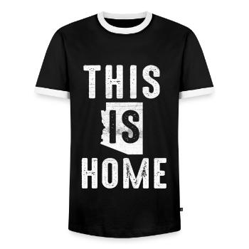 Carte Amérique État américain Drapeau Cette maison Arizona - T-shirt contrasté Homme - noir/blanc - Devant - AI Model Female 172 light (172cm) & AI Model Male 178 light (178cm)
