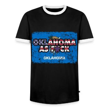 America US Flag State Flag Oklahoma - Männer Kontrast-T-Shirt - Schwarz/Weiß - Vorne - AI Model Female 172 light (172cm) & AI Model Male 178 light (178cm)