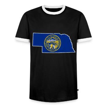 Carte terrestre Amérique État américain En détresse Nebraska - T-shirt contrasté Homme - noir/blanc - Devant - AI Model Female 172 light (172cm) & AI Model Male 178 light (178cm)