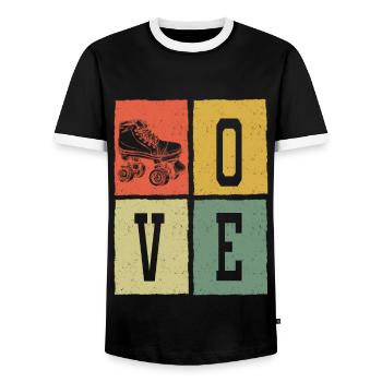 Retro Love Skating Board Skate Skater Skateboard - T-shirt contrasté Homme - noir/blanc - Devant - AI Model Female 172 light (172cm) & AI Model Male 178 light (178cm)