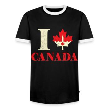 Hill Heart Canada Flag Proud Canadian Canada Day - Männer Kontrast-T-Shirt - Schwarz/Weiß - Vorne - AI Model Female 172 light (172cm) & AI Model Male 178 light (178cm)