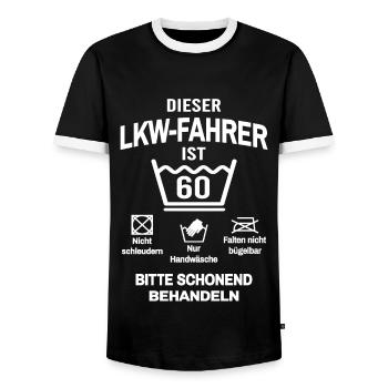 60. Geburtstag LKW Fahrer Lustig 60 Jahre - Männer Kontrast-T-Shirt - Schwarz/Weiß - Vorne - AI Model Female 172 light (172cm) & AI Model Male 178 light (178cm)