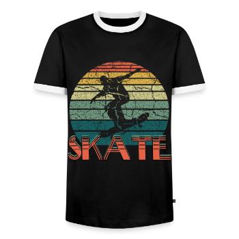 Retro Skate Skating Board Vintage Skateboard - Männer Kontrast-T-Shirt - Schwarz/Weiß - Vorne - AI Model Female 172 light (172cm) & AI Model Male 178 light (178cm)