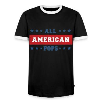 America American Granddad USA Flag 4th Of July - Männer Kontrast-T-Shirt - Schwarz/Weiß - Vorne - AI Model Female 172 light (172cm) & AI Model Male 178 light (178cm)